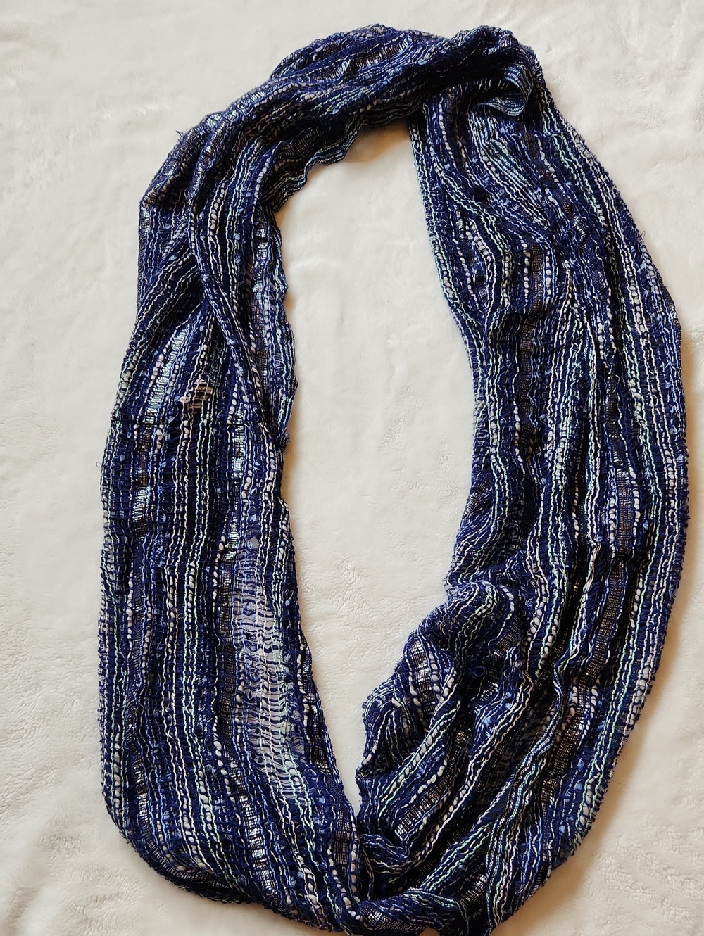 Blue Multi-Stripe Lightweight Infinity Scarf - Women Accessories